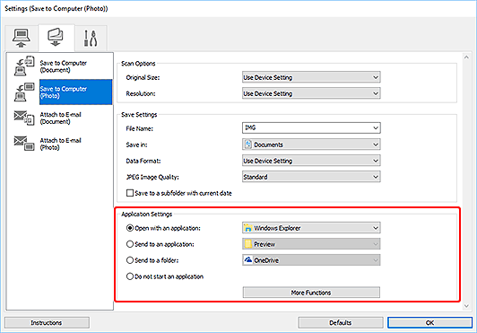 figure: Settings dialog box